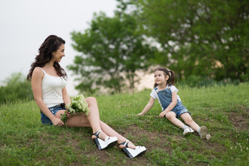 woman and child in nature