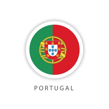Portugal Circle Flag Vector Template Design Illustrator