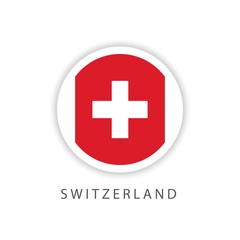 Obraz premium Switzerland Circle Flag Vector Template Design Illustrator
