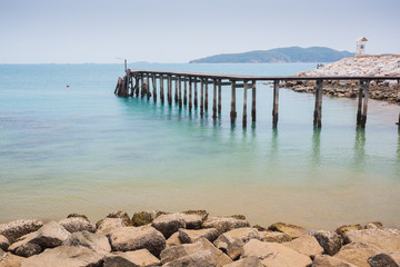 Landscape view of beach with boat located at Tropicana Thailand