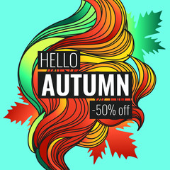 Autumn discounts, background with leaves 