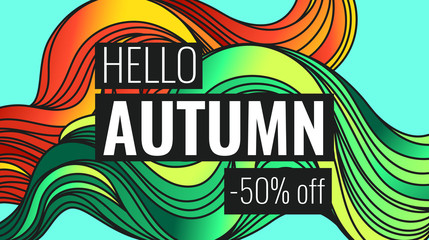 Autumn discounts, background with leaves 