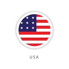 USA Circle Flag Vector Template Design Illustrator