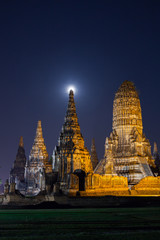 Fototapeta premium Night view landscape historical park temple at Thailand