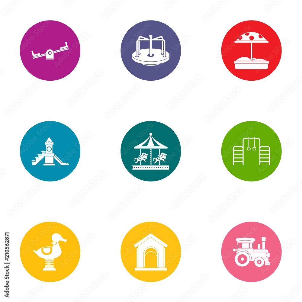Poster immature icons set. flat set of 9 immature vector icons for web isolated on white background