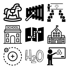Fototapeta na wymiar Vector icon set about education with 9 icons related to laptop, equation, men, children and business