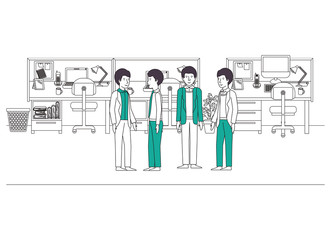 group of businessmen in the office vector illustration design