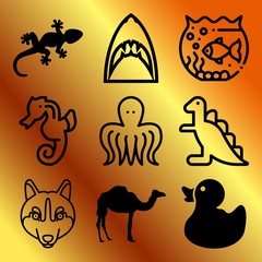 Vector icon set  about animals with 9 icons related to sand, shape, funny, cuisine and panda © Ольга Гетманова
