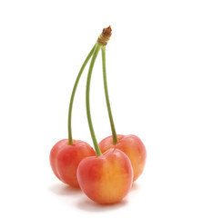 Three ripe cherries.