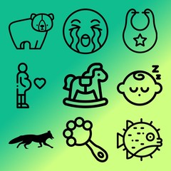 Vector icon set  about baby with 9 icons related to beautiful, caucasian, young, outdoor and ice