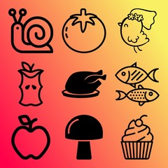 Vector icon set  about food with 9 icons related to nobody, speed, roman, mineral and cream