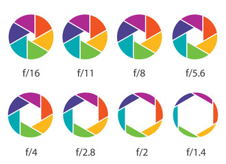 Creative vector illustration of camera shutter aperture with different iso isolated on transparent background. Art design monochrome diagrams collection. Abstract concept graphic element