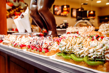 beautiful Belgian waffles on the streets of brussels