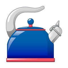 Blue kettle icon. Cartoon of blue kettle vector icon for web design isolated on white background