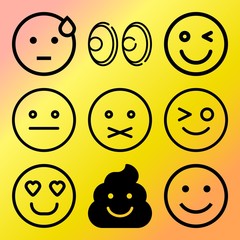 Vector icon set  about emoticon with 9 icons related to man, illustration, smell, young and icon