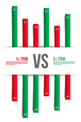 Creative vector illustration of service comparison table isolated on transparent background. Art design. Product info with description indicators. Abstract concept graphic bars infographic element