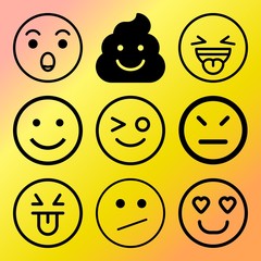 Vector icon set  about emoticon with 9 icons related to message, business, emotion, cartoon and cheerful