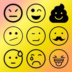 Vector icon set  about emoticon with 9 icons related to symbol, brown, illustration, emotional and set