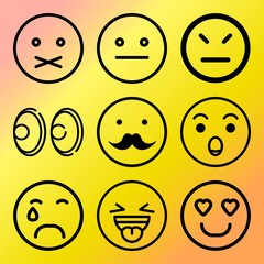 Vector icon set  about emoticon with 9 icons related to lol, white, emoticon, sign and set