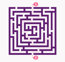 Creative vector illustration of labyrinth, maze with entry and exit isolated on transparent background. Art design. Abstract concept paths to deadlock, entrance, exit, right way to go graphic element
