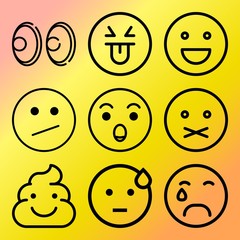 Vector icon set  about emoticon with 9 icons related to cat, element, heap, humor and stench