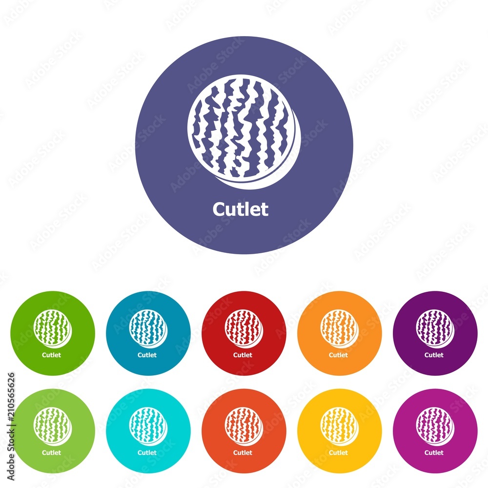 Poster cutlet icons color set vector for any web design on white background