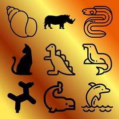 Vector icon set  about animals with 9 icons related to creative, eyes, image, ocean and game