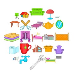 Cozy icons set. Cartoon set of 25 cozy vector icons for web isolated on white background