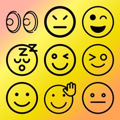 Vector icon set  about emoticon with 9 icons related to man, set, heart, cute and beauty