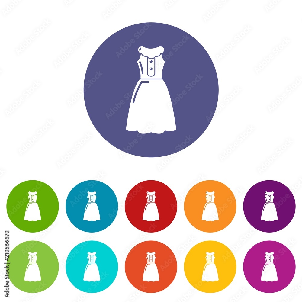 Poster dress model icons color set vector for any web design on white background