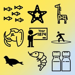 Vector icon set  about sea with 9 icons related to crocodile, dinosaur, cartoon, logo and holiday