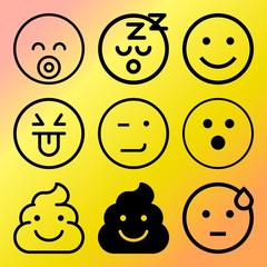 Fototapeta premium Vector icon set about emoticon with 9 icons related to stink, symbol, head, heap and trendy
