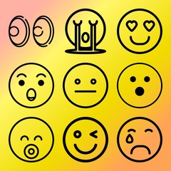 Vector icon set  about emoticon with 9 icons related to beauty, web, success, adult and negative