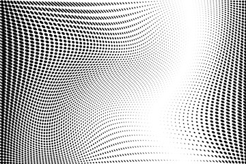 Wavy dot lines pattern. Halftone background. Futuristic panel. Vector illustration