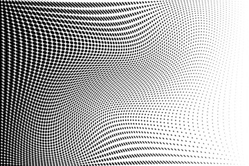 Wavy dot lines pattern. Halftone background. Futuristic panel. Vector illustration