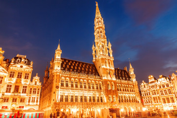 central square of Brussels at night