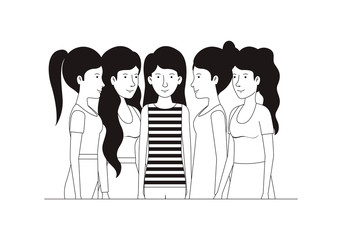 group of women friends characters vector illustration design