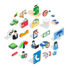 License icons set. Isometric set of 25 license vector icons for web isolated on white background