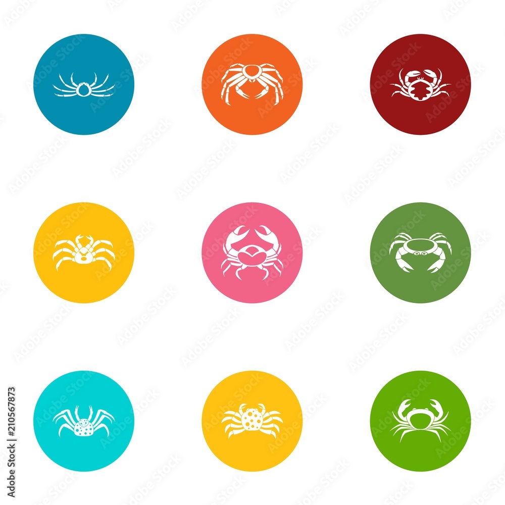Poster crustacean icons set. flat set of 9 crustacean vector icons for web isolated on white background