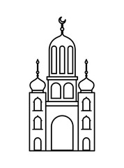 arabic castle tower with moon vector illustration design