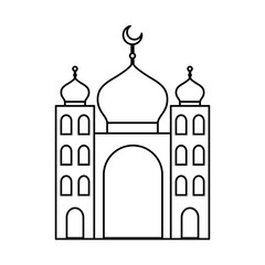 arabic castle tower with moon vector illustration design