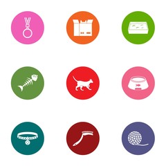 Zoological icons set. Flat set of 9 zoological vector icons for web isolated on white background