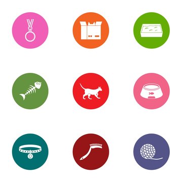 Zoological icons set. Flat set of 9 zoological vector icons for web isolated on white background