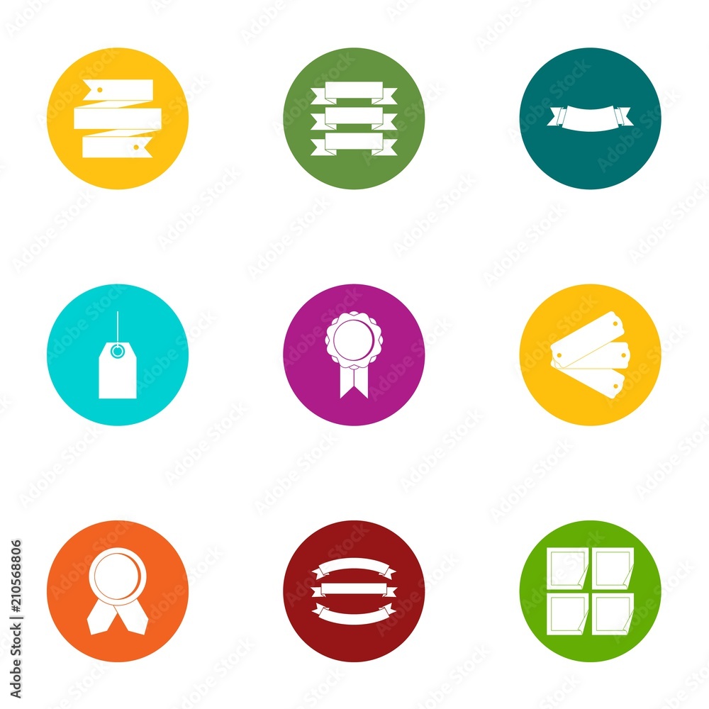 Poster ink ribbon icons set. flat set of 9 ink ribbon vector icons for web isolated on white background