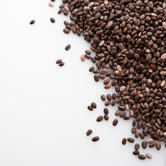 chia seeds on a white acrylic background