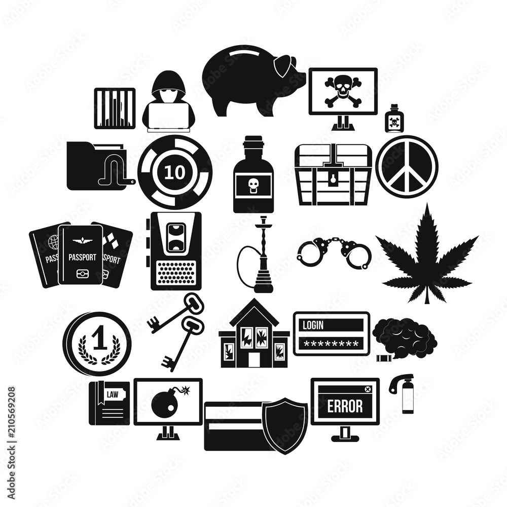 Poster offence icons set. simple set of 25 offence vector icons for web isolated on white background