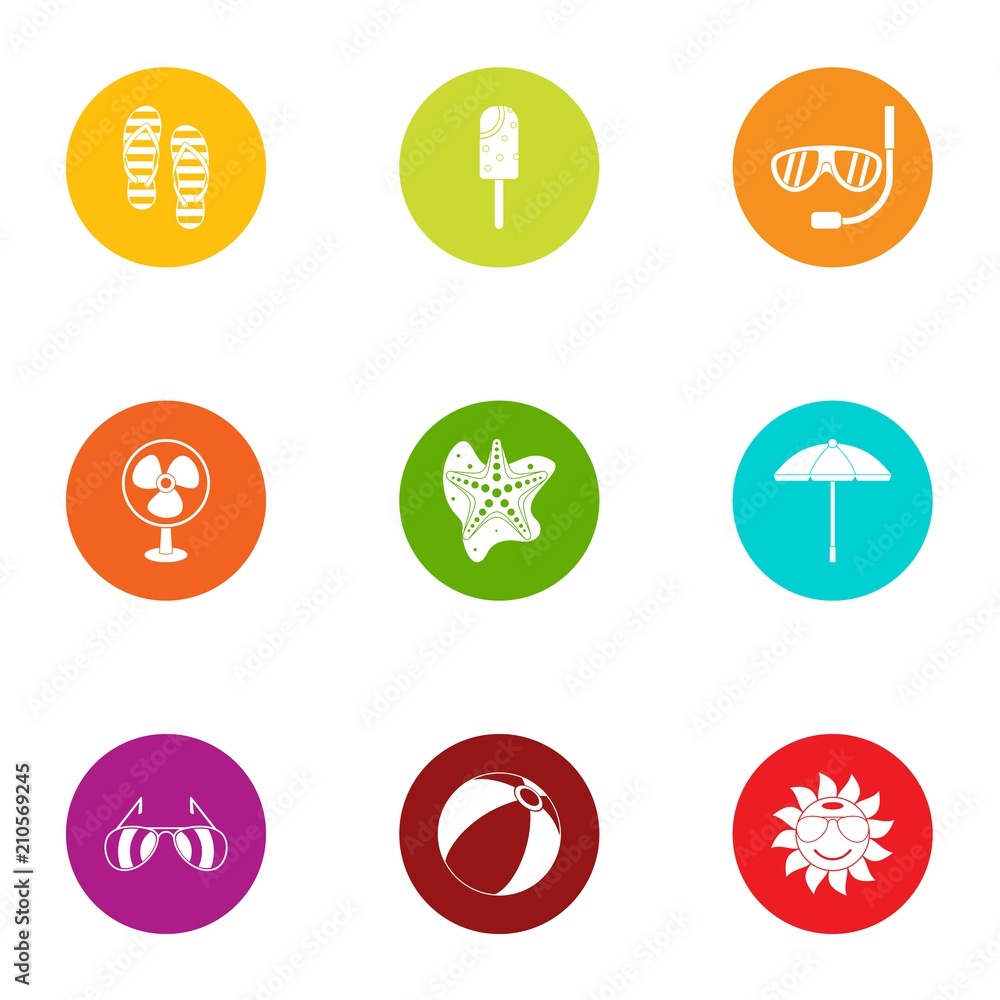 Aufkleber summer day icons set. flat set of 9 summer day vector icons for web isolated on white background