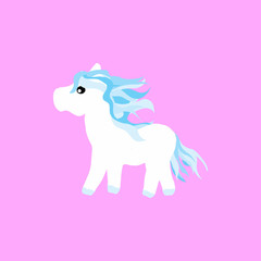 Cute cartoon pony  character flat icon mascot illustration
