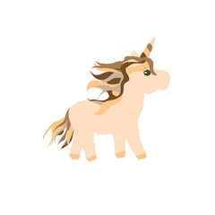 Cute cartoon Unicorn  character flat icon mascot illustration
