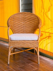 Wooden pattern chair standing on wooden pattern floor